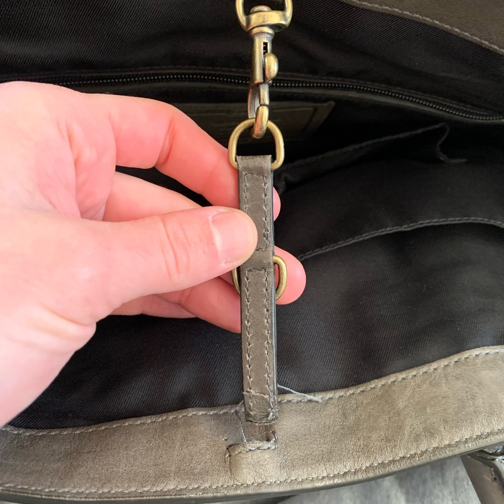 Coach Olive Green Leather Tote with Black Strap and Brass Hardware - Picture 14 of 14